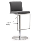 Amalfi Grey Performance Vegan Leather Adjustable Stool Model: TOV-K3616